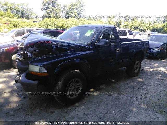 1D7GG16X93S152233 - 2003 DODGE DAKOTA SXT BLUE photo 2