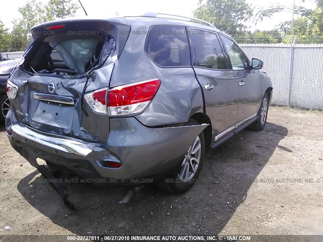 5N1AR2MN5FC700210 - 2015 NISSAN PATHFINDER S/SV/SL/PLATINUM GRAY photo 4