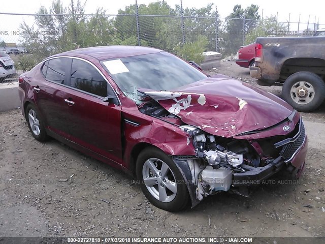 5XXGM4A7XFG428137 - 2015 KIA OPTIMA LX RED photo 1