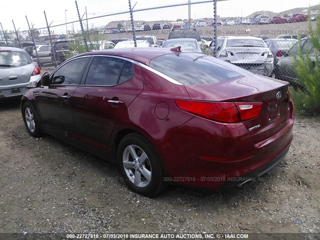 5XXGM4A7XFG428137 - 2015 KIA OPTIMA LX RED photo 3