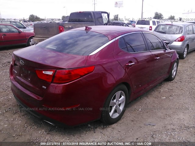 5XXGM4A7XFG428137 - 2015 KIA OPTIMA LX RED photo 4