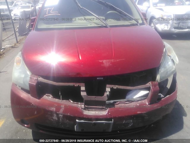 5N1BV28U96N127740 - 2006 NISSAN QUEST S/SE/SL RED photo 6