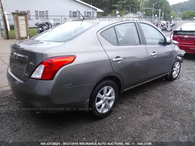 3N1CN7AP4CL842448 - 2012 NISSAN VERSA S/SV/SL GRAY photo 4