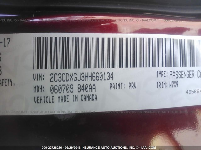 2C3CDXGJ3HH660134 - 2017 DODGE CHARGER R/T 392 MAROON photo 9