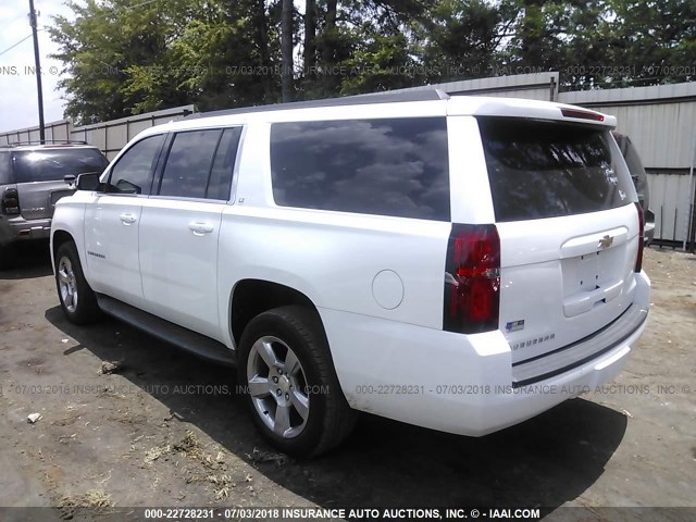 1GNSCHKC2GR102015 - 2016 CHEVROLET SUBURBAN C1500 LT WHITE photo 3