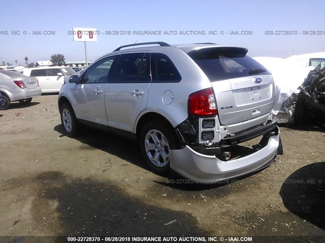 2FMDK3JC6EBA06912 - 2014 FORD EDGE SEL SILVER photo 3