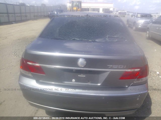 WBAHL83576DT05302 - 2006 BMW 750 I GRAY photo 6