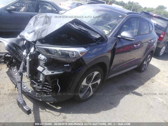 KM8J3CA28HU418223 - 2017 HYUNDAI TUCSON LIMITED/SPORT AND ECO/SE GRAY photo 2