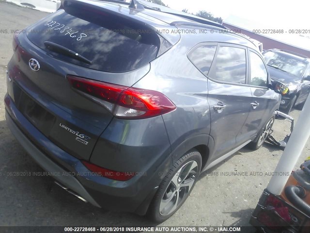 KM8J3CA28HU418223 - 2017 HYUNDAI TUCSON LIMITED/SPORT AND ECO/SE GRAY photo 4