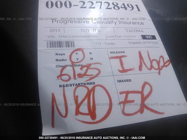 3TMLU4EN2DM107633 - 2013 TOYOTA TACOMA DOUBLE CAB ნაცრისფერი ფოტო 7