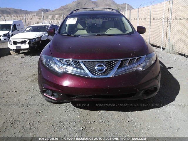 JN8AZ1MW3BW155239 - 2011 NISSAN MURANO S/SL/LE BURGUNDY photo 6