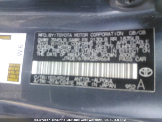 JTKDE167890289664 - 2009 TOYOTA SCION TC 银色 照片 9