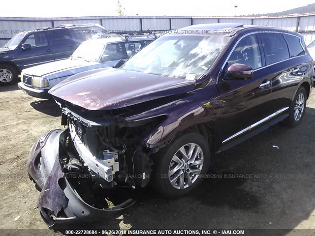 5N1AL0MM6DC323736 - 2013 INFINITI JX35 MAROON photo 2