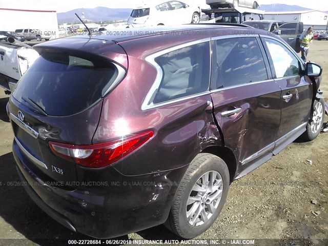 5N1AL0MM6DC323736 - 2013 INFINITI JX35 MAROON photo 4