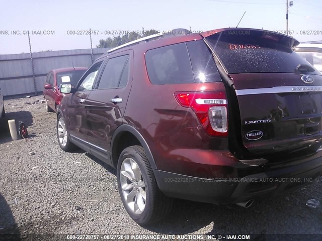 1FM5K8F82FGA52334 - 2015 FORD EXPLORER LIMITED 粉色 照片 3