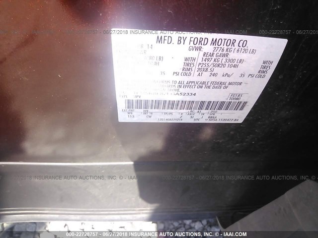 1FM5K8F82FGA52334 - 2015 FORD EXPLORER LIMITED 粉色 照片 9