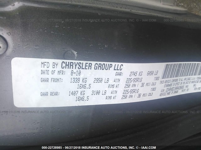 2D4RN5D19AR439605 - 2010 DODGE GRAND CARAVAN SXT GRAY photo 9