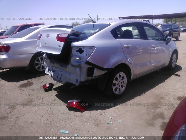 KNADM4A32D6195671 - 2013 KIA RIO LX SILVER photo 4