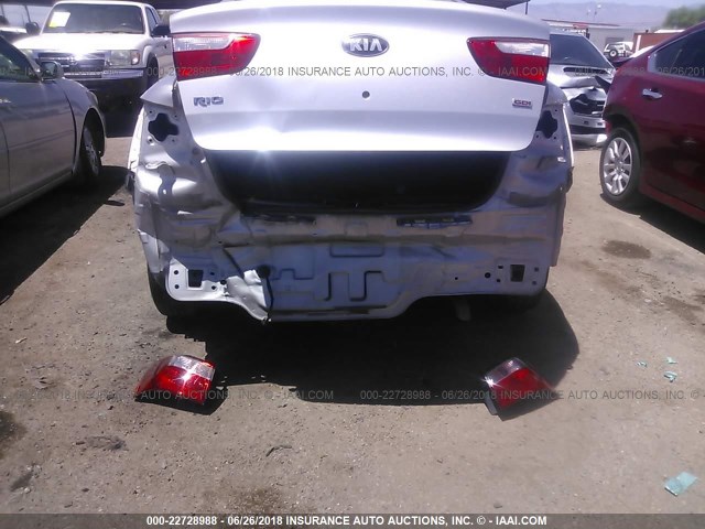 KNADM4A32D6195671 - 2013 KIA RIO LX SILVER photo 6