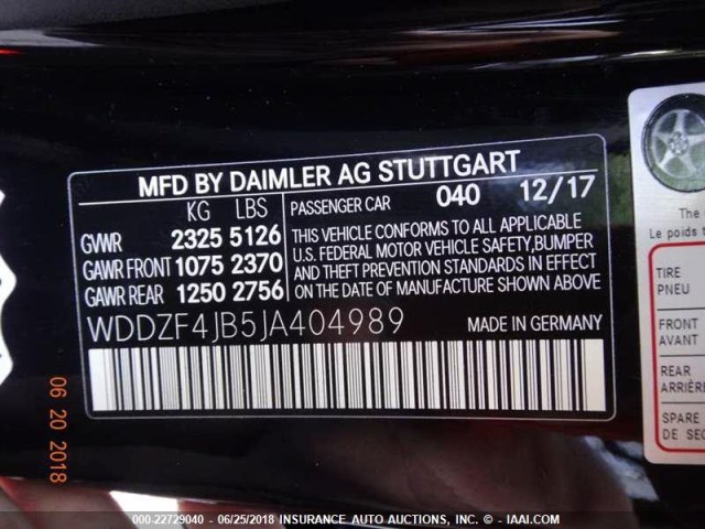 WDDZF4JB5JA404989 - 2018 MERCEDES-BENZ E 300 BLACK photo 16