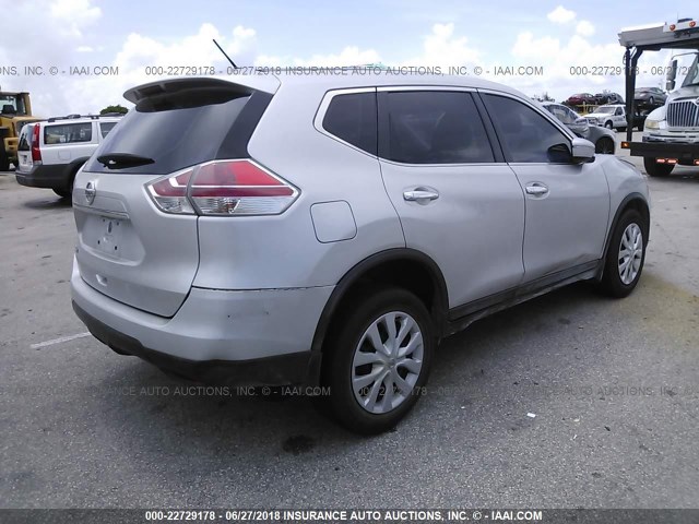 KNMAT2MT8FP516344 - 2015 NISSAN ROGUE S/SL/SV SILVER photo 4