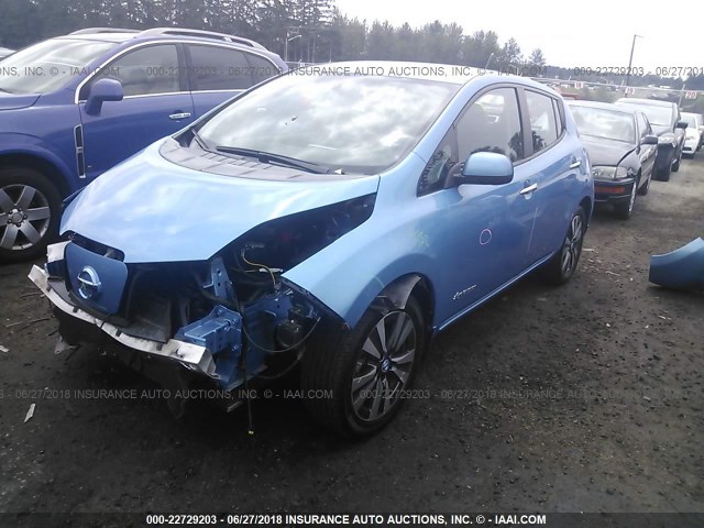 1N4AZ0CP9EC337183 - 2014 NISSAN LEAF S/SV/SL BLUE photo 2