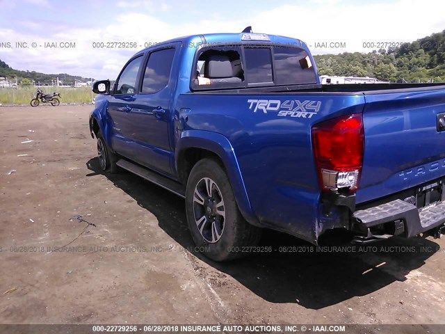 3TMCZ5AN9GM034505 - 2016 TOYOTA TACOMA DBL CAB/SR/SR5/TRD SPT/OR BLUE photo 3