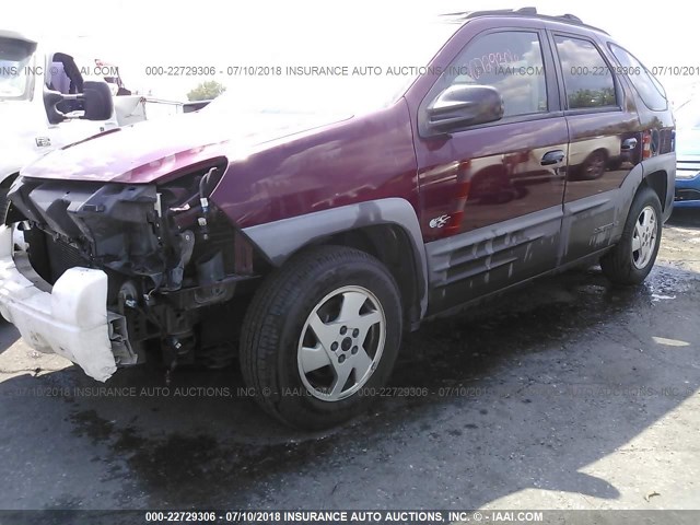 3G7DB03EX1S533968 - 2001 PONTIAC AZTEK MAROON photo 2