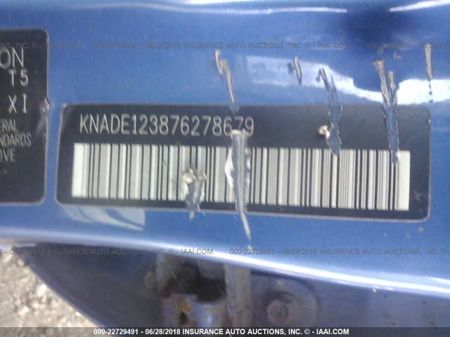 KNADE123876278679 - 2007 KIA RIO LX/SX BLUE photo 9