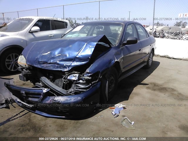 1HGCF86652A174120 - 2002 HONDA ACCORD VALUE BLUE photo 2