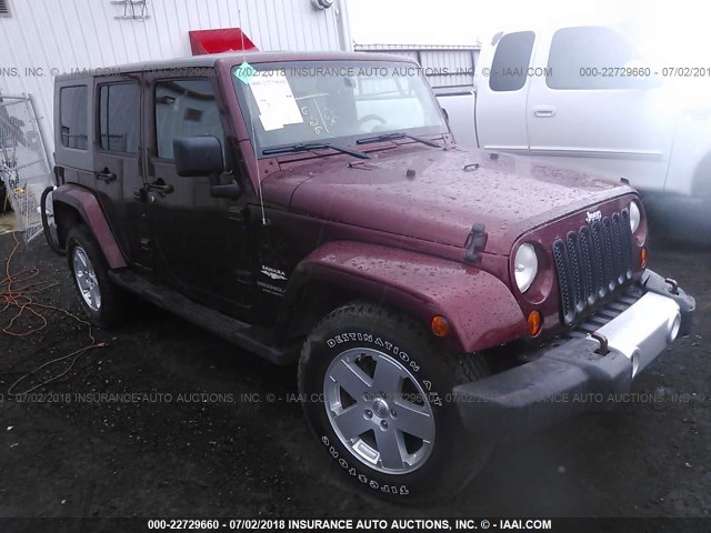 1J4GA59158L524513 - 2008 JEEP WRANGLER UNLIMITED SAHARA MAROON photo 1