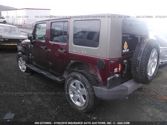 1J4GA59158L524513 - 2008 JEEP WRANGLER UNLIMITED SAHARA MAROON photo 3