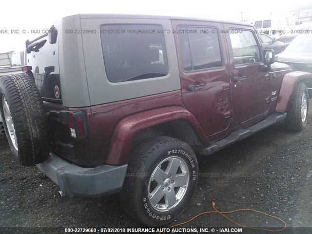 1J4GA59158L524513 - 2008 JEEP WRANGLER UNLIMITED SAHARA მუქწითელი ფოტო 4