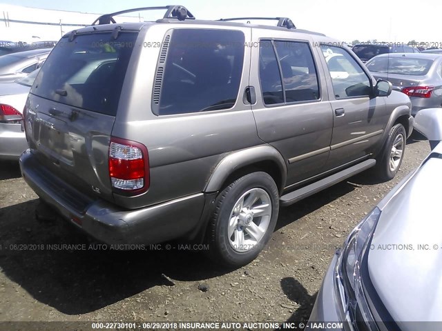 JN8DR09Y72W706452 - 2002 NISSAN PATHFINDER LE/SE BROWN photo 4