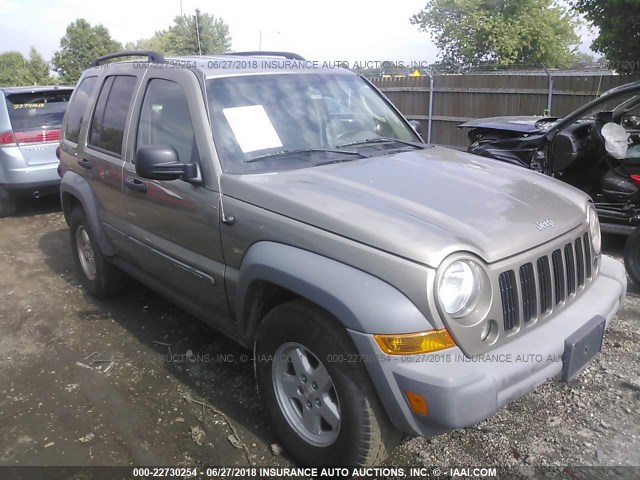 1J4GL48K95W707941 - 2005 JEEP LIBERTY SPORT TAN photo 1