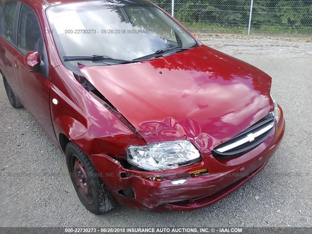 KL1TD66676B567553 - 2006 CHEVROLET AVEO LS RED photo 6