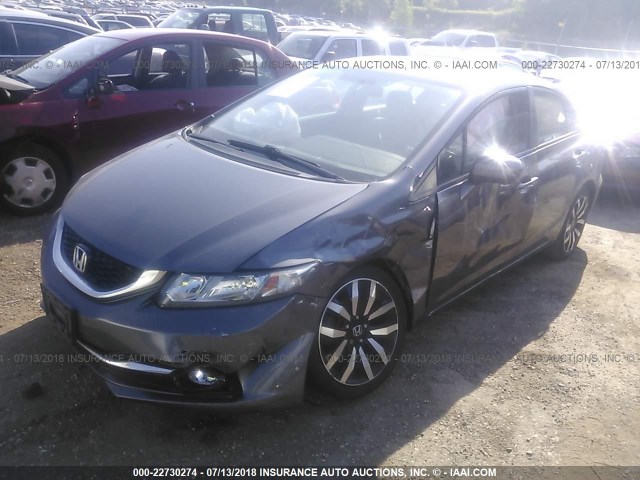19XFB2F98EE018377 - 2014 HONDA CIVIC EXL ნაცრისფერი ფოტო 2
