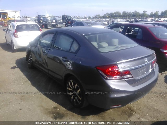 19XFB2F98EE018377 - 2014 HONDA CIVIC EXL ნაცრისფერი ფოტო 3