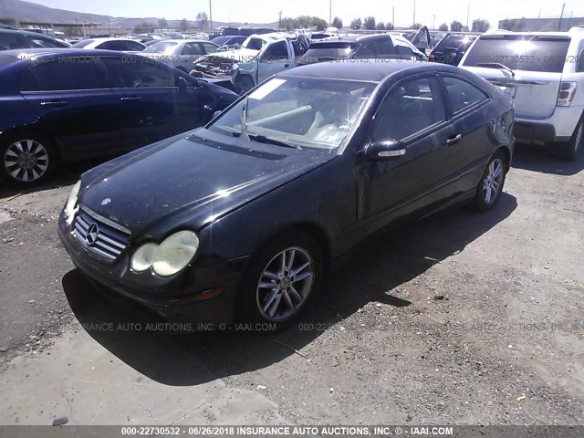 WDBRN47J12A162410 - 2002 MERCEDES-BENZ C 230K SPORT COUPE BLACK photo 2