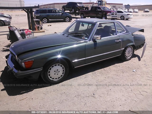 WDBBA48D5KA095896 - 1989 MERCEDES-BENZ 560 SL GREEN photo 2