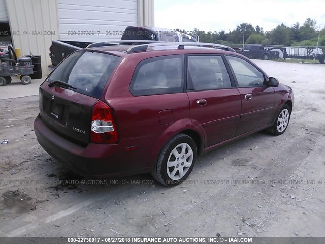 KL5JD86Z35K144477 - 2005 SUZUKI FORENZA S RED photo 4