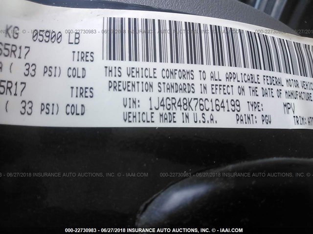 1J4GR48K76C164199 - 2006 JEEP GRAND CHEROKEE LAREDO/COLUMBIA/FREEDOM 绿色 照片 9