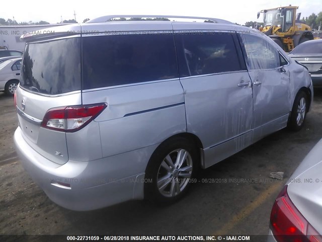 JN8AE2KP3B9004526 - 2011 NISSAN QUEST S/SV/SL/LE SILVER photo 4