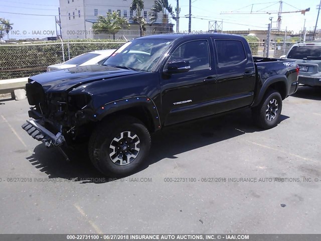 3TMCZ5ANXHM088588 - 2017 TOYOTA TACOMA DBL CAB/SR/TRDSPT/OR/PRO BLACK photo 2