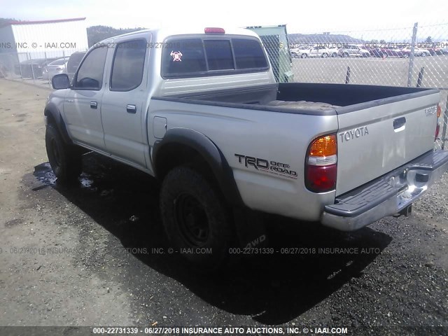 5TEHN72N52Z087936 - 2002 TOYOTA TACOMA DOUBLE CAB ვერცხლისფერი ფოტო 3