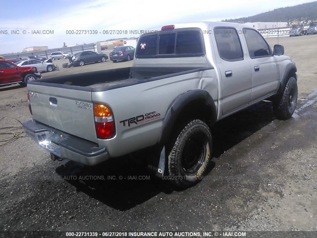 5TEHN72N52Z087936 - 2002 TOYOTA TACOMA DOUBLE CAB ვერცხლისფერი ფოტო 4