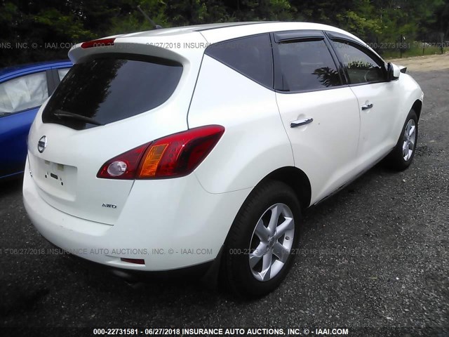 JN8AZ1MW9AW129727 - 2010 NISSAN MURANO S/SL/LE WHITE photo 4