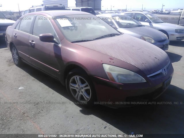 1HGCM56387A022818 - 2007 HONDA ACCORD SE RED photo 1