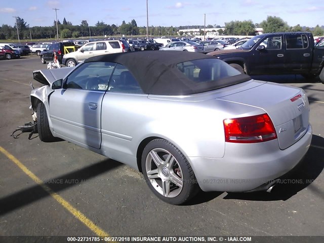 WAUAF48H27K023246 - 2007 AUDI A4 2.0T CABRIOLET SILVER photo 3