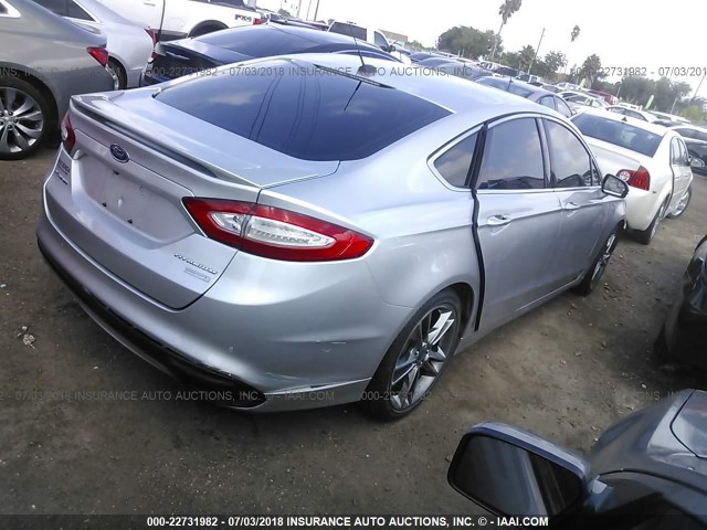 3FA6P0K9XDR183680 - 2013 FORD FUSION TITANIUM SILVER photo 4